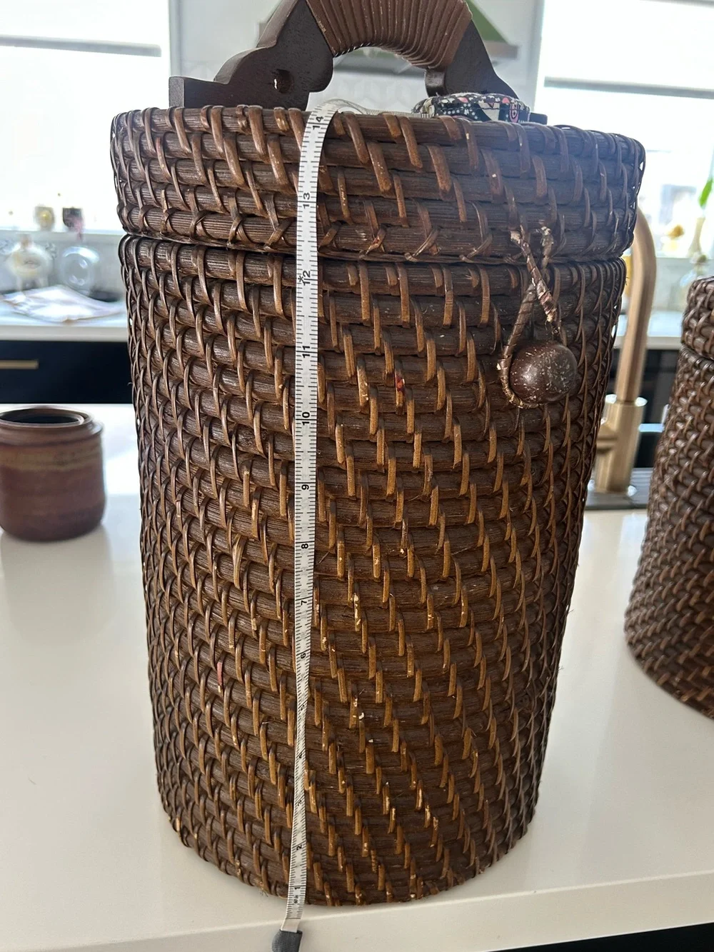Woven Round Storage Canister Set - Brown